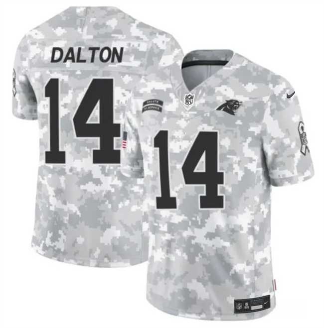 Mens Carolina Panthers #14 Andy Dalton 2024 F.U.S.E Arctic Camo Salute To Service Limited Stitched Football Jersey Dzhi->carolina panthers->NFL Jersey